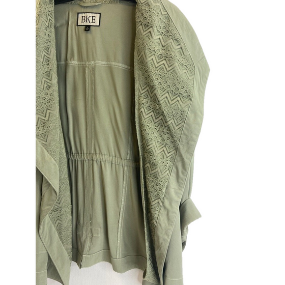 BKE Womens Jacket Blazer Size Large Light Weight Flyaway Green Olive Boho Casual - Picture 4 of 10